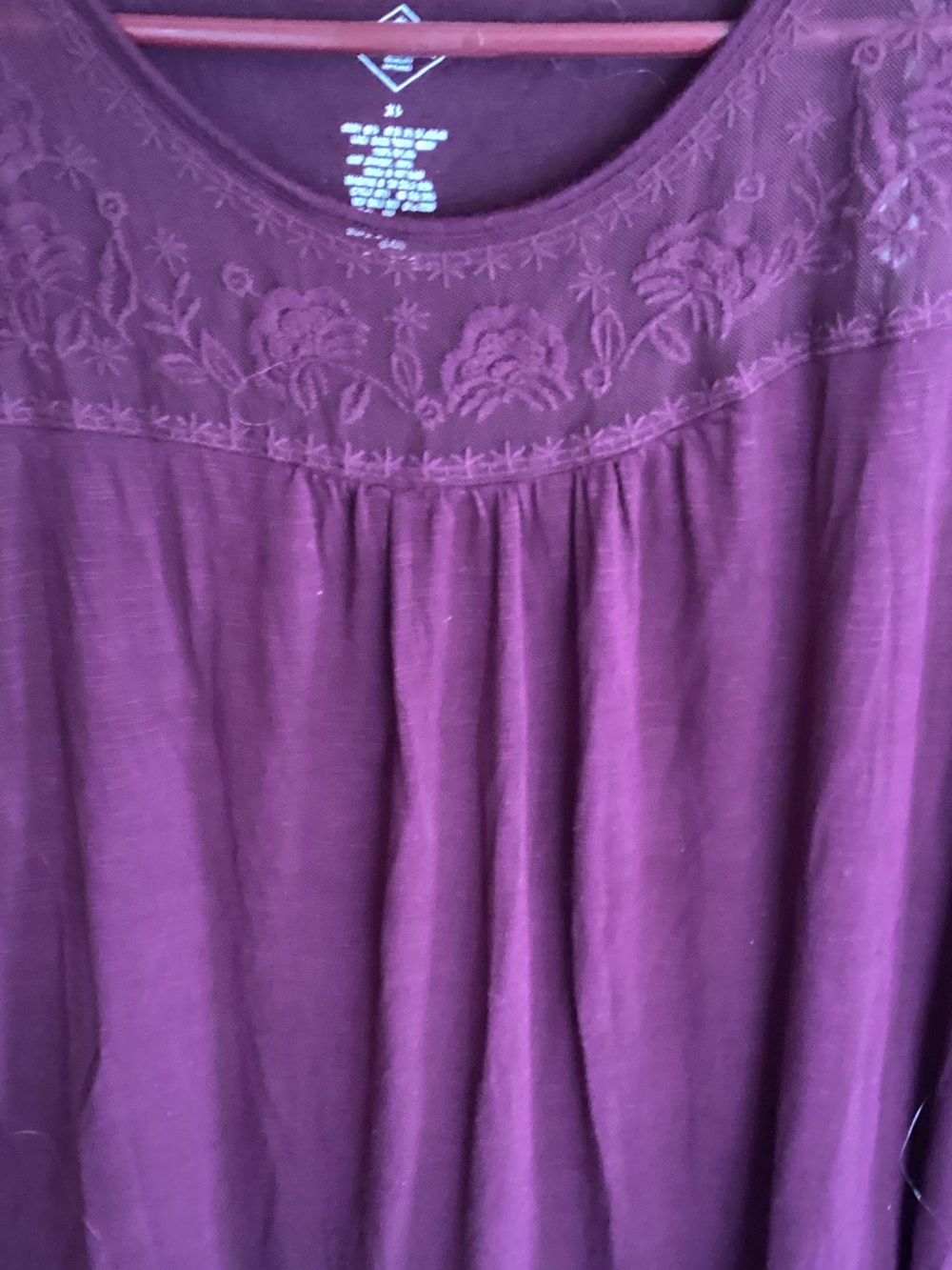 St. John's Bay Plum Embroidered Scoop Neck Blouse